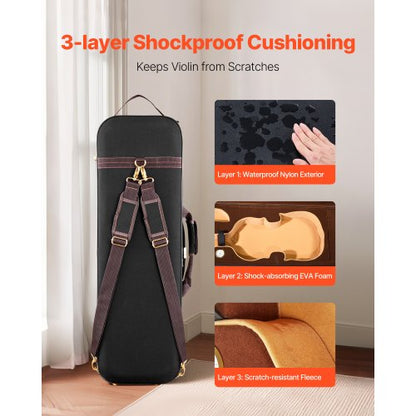 Tragbarer Nylonkoffer in voller Größe für Violine, kratzfeste Reisetasche