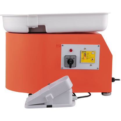 Keramikhjul 11in 0-300 RPM Keramiskt hjul, 350W justerbar hastighetsformningsmaskin med skulpteringsverktyg och förkläde, löstagbar bassängfotpedalkontroll för konsthantverk och hemmagjorda DIY Orange