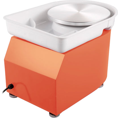 Keramikhjul 11in 0-300 RPM Keramiskt hjul, 350W justerbar hastighetsformningsmaskin med skulpteringsverktyg och förkläde, löstagbar bassängfotpedalkontroll för konsthantverk och hemmagjorda DIY Orange