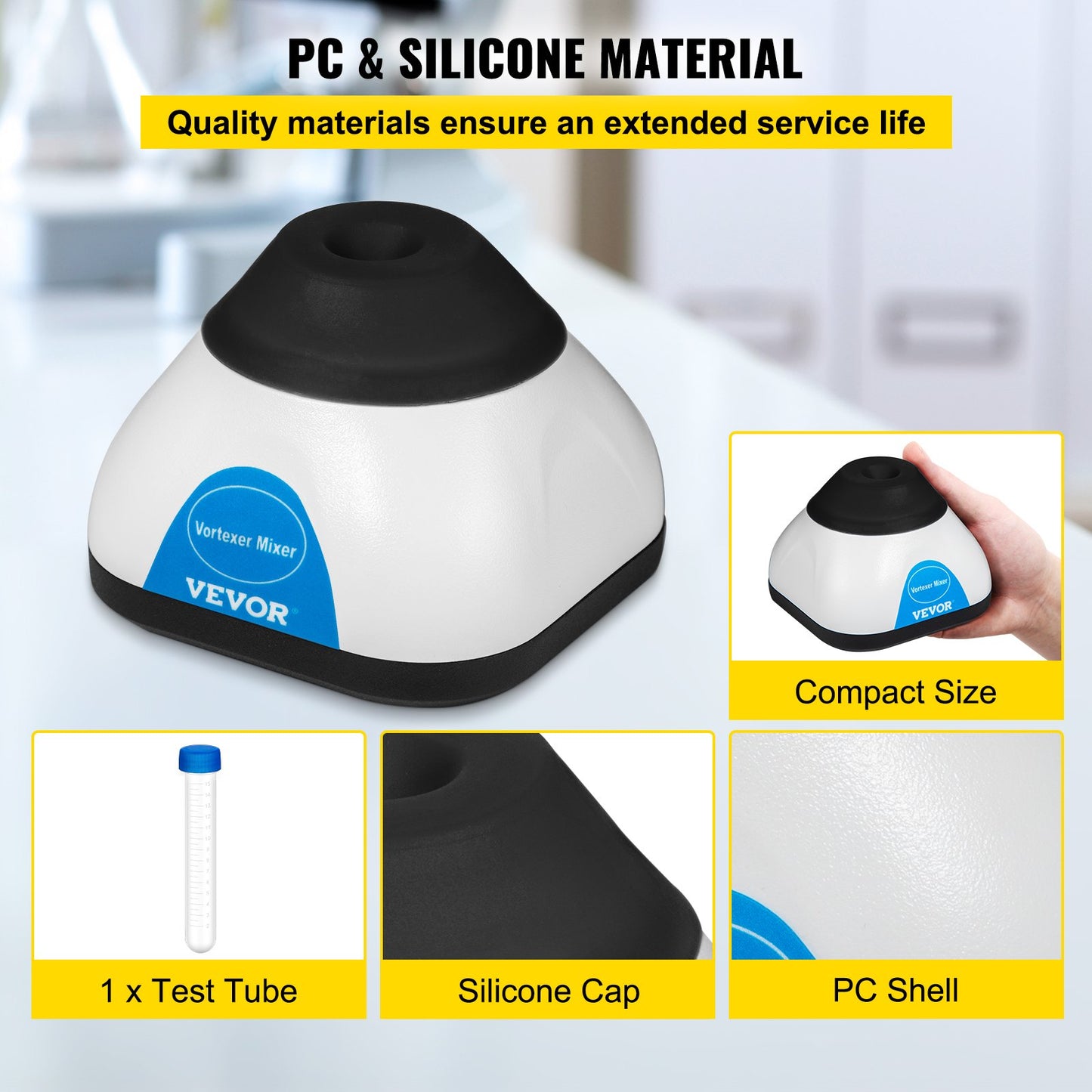 Vortex Mixer, 3000RPM Mini Vortex Mixer Shaker, Touch Function Scientific Lab Vortex Shaker, Mix Up to 50ML, 6mm Orbital Diameter for Test Tube, Tattoo Ink, Nail Polish, Eyelash Adhesives, Paint