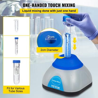 Vortex Mixer, 3000rpm Mini Vortex Mixer Shaker, Touch Function Scientific Lab Vortex Shaker, Mix Up to 50ml, 6mm Orbital Diameter for Test Tube, Tattoo Ink, Nail Polish, Eyelash Adhesives, Paint