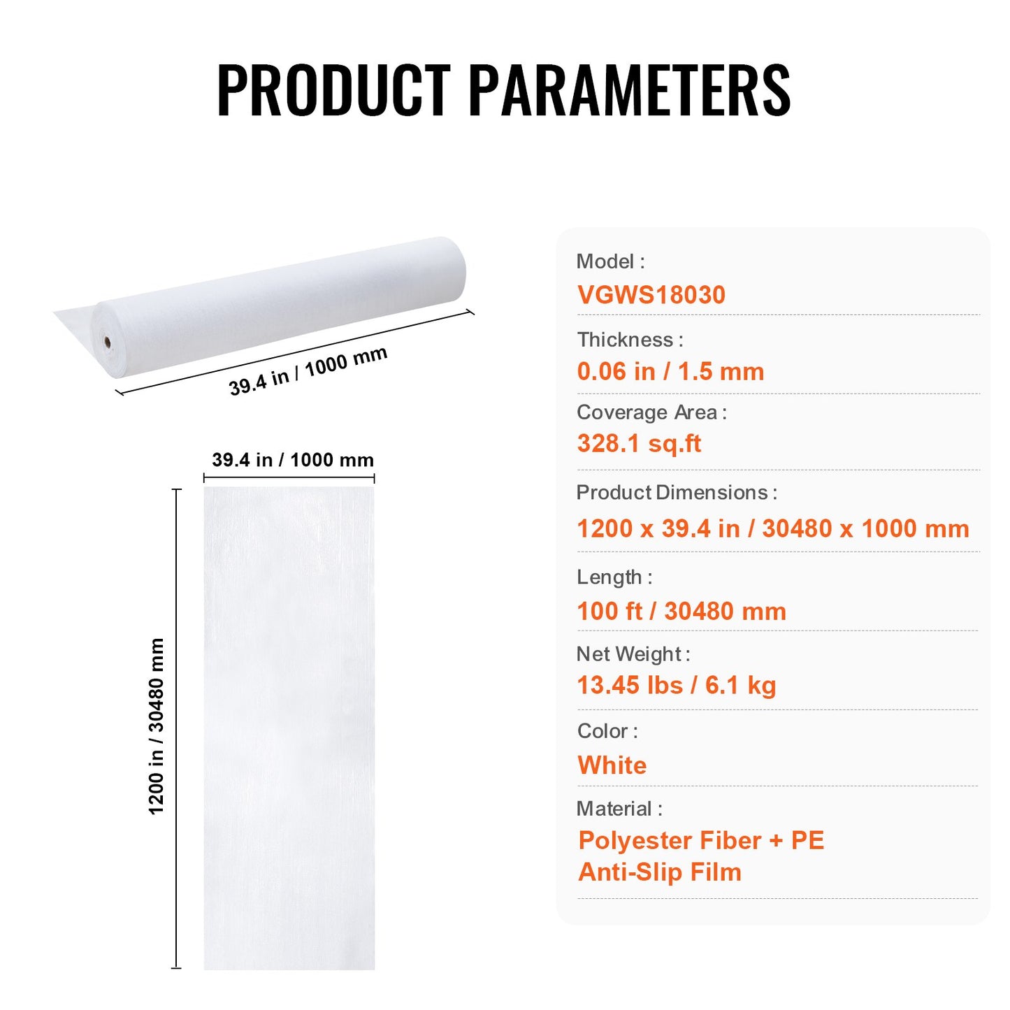 Teppichschutzfolie, 99,1 x 254,4 cm, Boden- und Oberflächenschutz, leicht zu schneiden