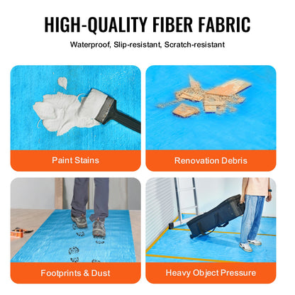 Carpet Protection Film, 40" x 84' Floor and Surface Shield, Easy to Cut Simple Installation, Fiber Fabric Car Mat Protection Film Roll for Construction & Renovation,Blue