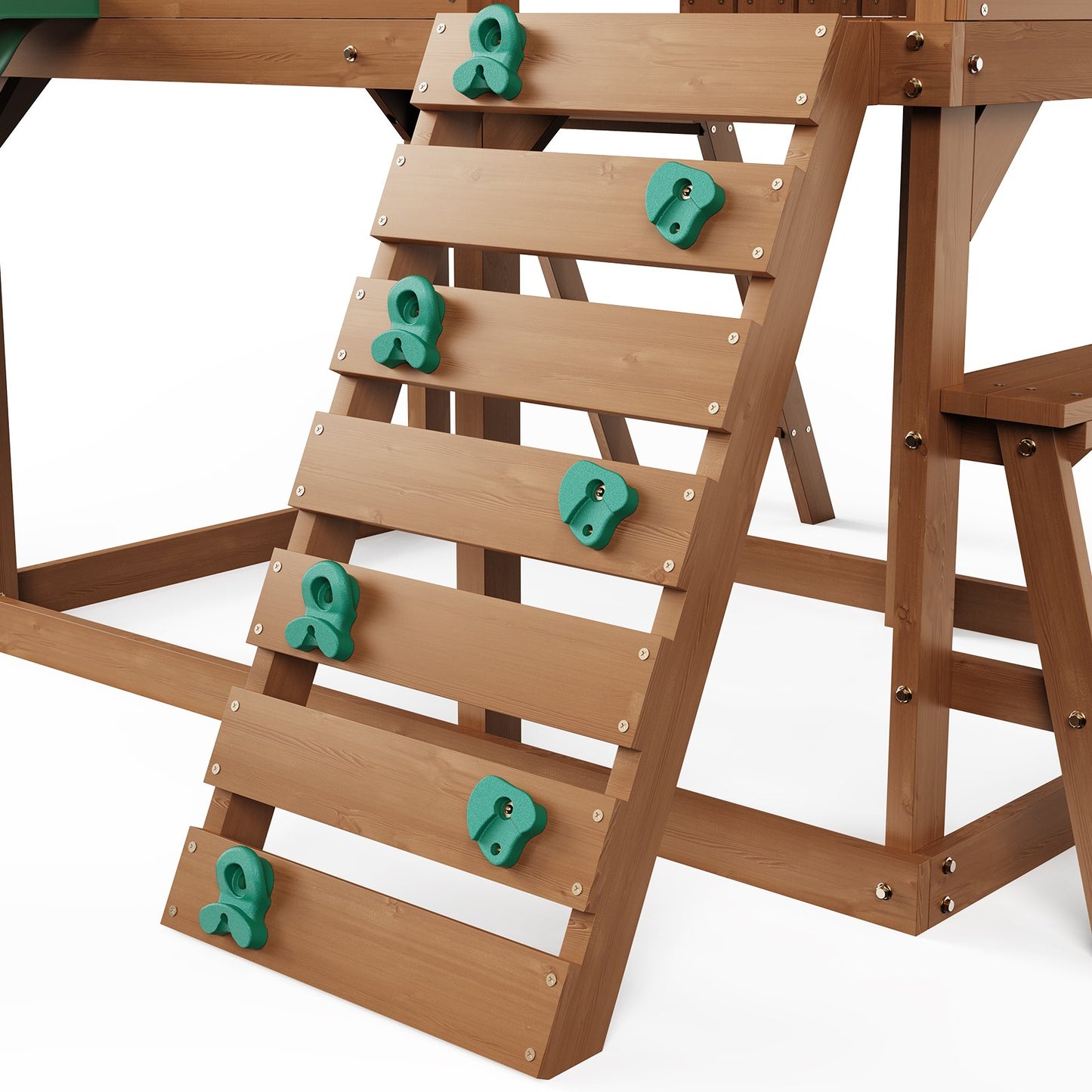 Outdoor-Spielhaus aus Holz für Kinder im Garten, Spielhütte mit Schiebeleiter und Fenster