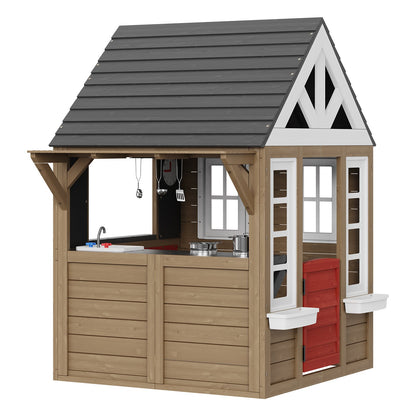 Outdoor Holz Spielhaus Kinder Garten Spiel Kabine mit Tür Fenster Waschbecken