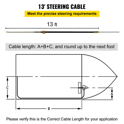 Outboard Boat Steering With 13' Steering Cable Marine Steering System 3/4'' Shaft