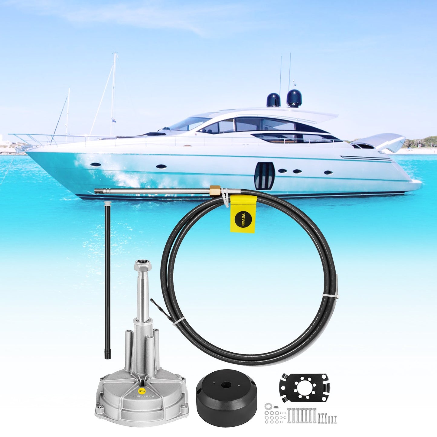Outboard Boat Steering With 13' Steering Cable Marine Steering System 3/4'' Shaft