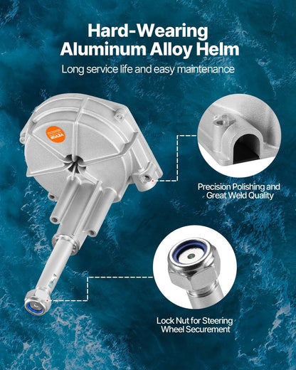 Outboard Steering System SS13715 Safe-T Quick Connect Rotary Steering System 15' Steering Cable With 13" Wheel Durable Marine Steering System
