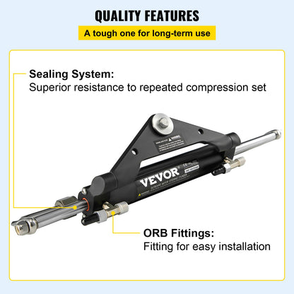 Hydraulic Steering Cylinder HC4645H Front Mount Hydraulic Outboard Marine Steering Cylinder Suit for Up to 150HP Boats Steering