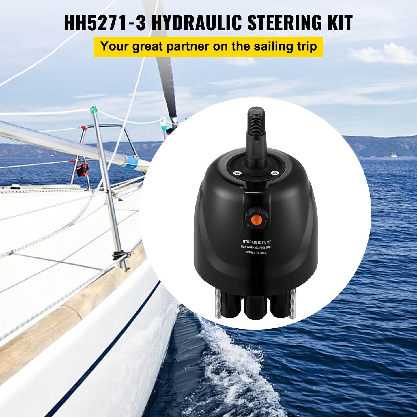 Outboard Hydraulic Steering Pump Helm 300 HP Hydraulic Pump HH5271-3 for Cruisers Runabouts Boats