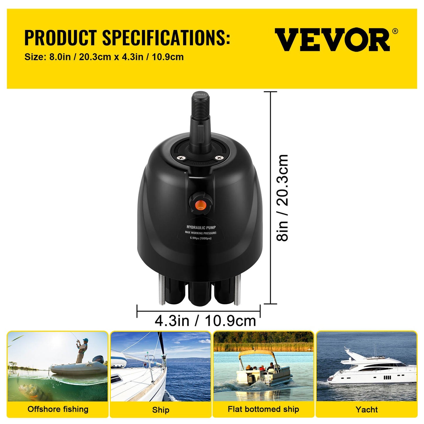 Outboard Hydraulic Steering Pump Helm 300 HP Hydraulic Pump HH5271-3 for Cruisers Runabouts Boats