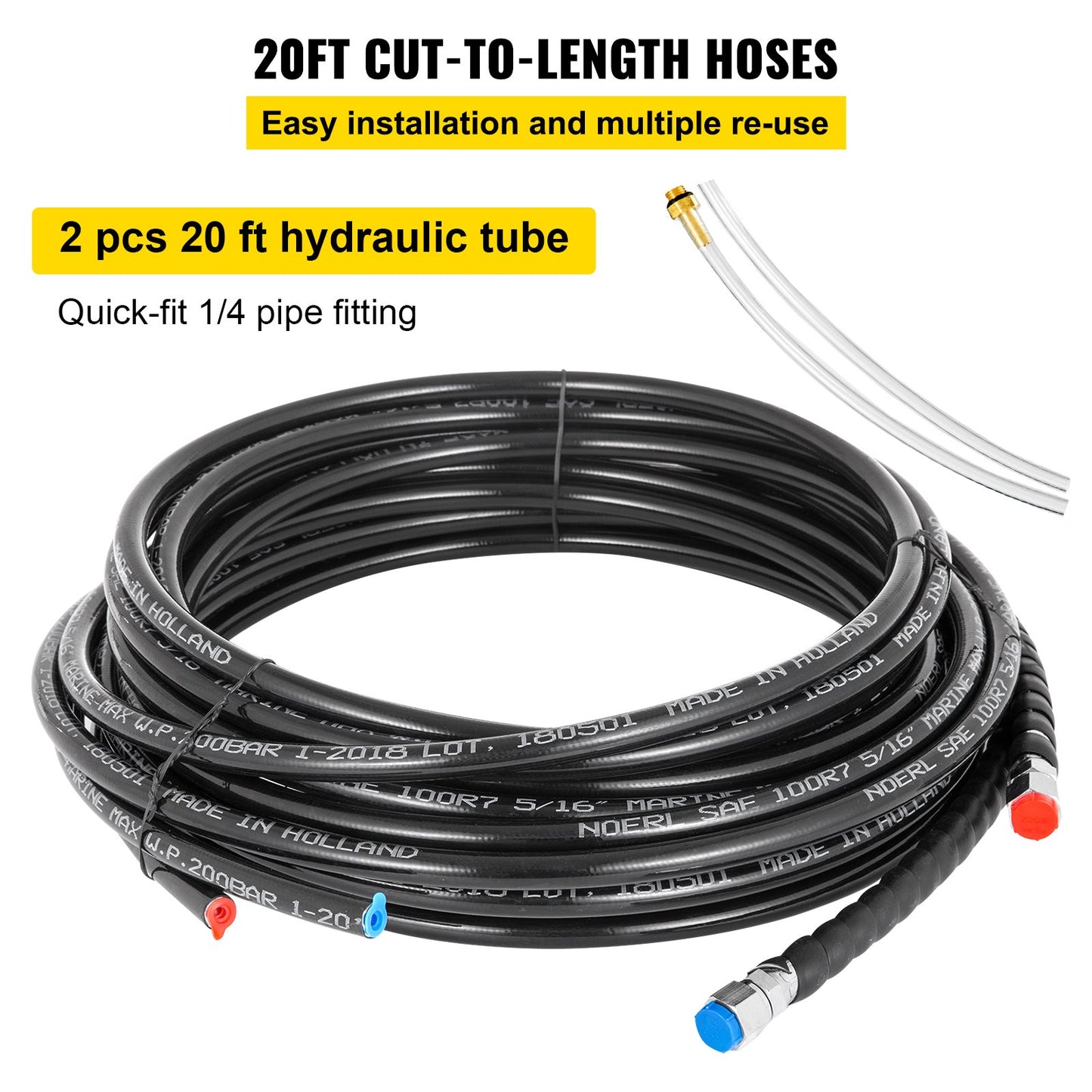 Hydraulic Steering Kit, 300HP Hydraulic Steering Compact Cylinder, Hydraulic Outboard Steering Kit with Helm Pump for Boat Marine Steering System