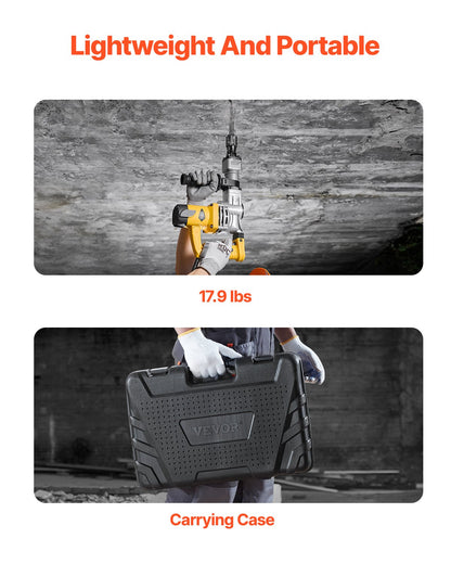 Demolition Jack Hammer, 1400W Electric Jackhammer Heavy Duty, 2900 BPM Jack Hammer Concrete Breaker, with 1 Point Chisel, 1 Flat Chisel, Storage Case, Gloves and Goggles, for Demolition