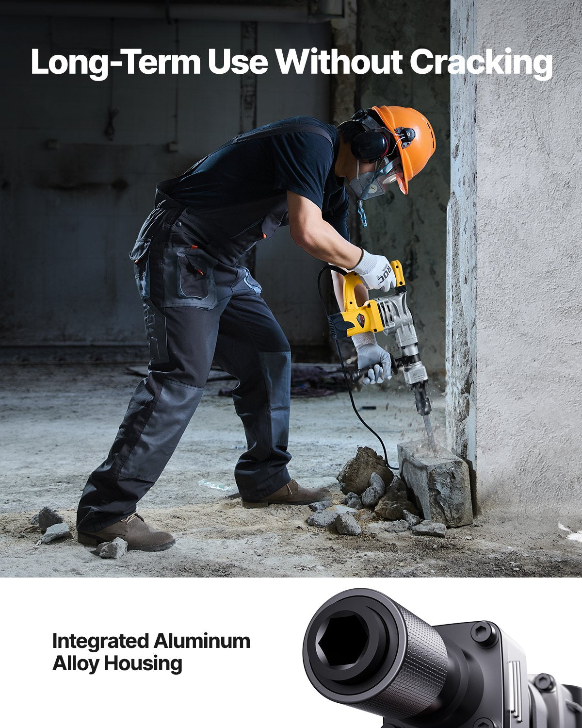 Demolition Jack Hammer, 1400W Electric Jackhammer Heavy Duty, 2900 BPM Jack Hammer Concrete Breaker, with 1 Point Chisel, 1 Flat Chisel, Storage Case, Gloves and Goggles, for Demolition