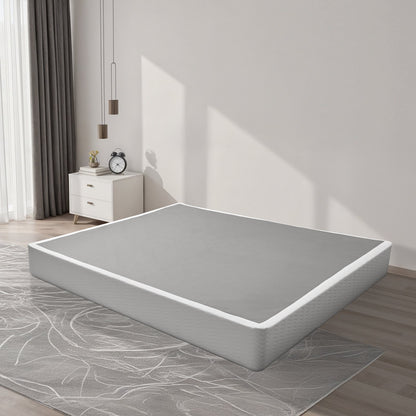 Box Spring, King Size Bed Frame with Washable Fabric Cloth, Heavy Duty Metal Frame for King Bed, 9 in Mattress Foundation, 3500 lbs Max Weight Capacity, Easy Assembly, 79.1 L x 75.8 W x 9.1 H in