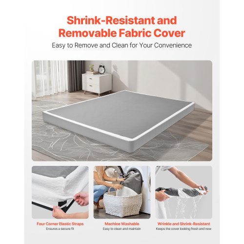 Boxspring Queen size bed frame with fabric 204 L x 144 W x 106 H | EU