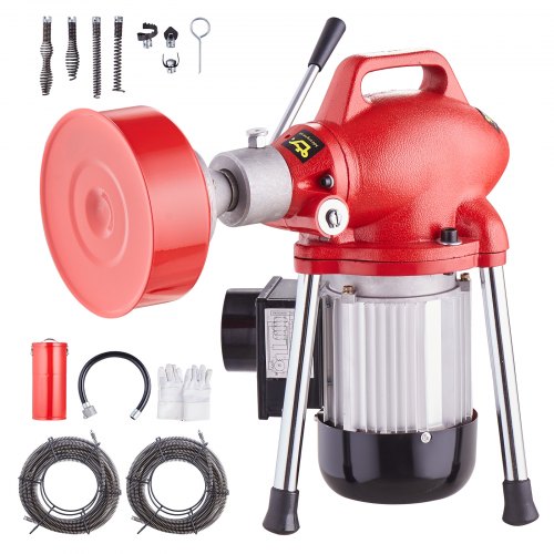 Drain Cleaner Machine 120FT x 5/8In 370W Sectional Snake Auger Manual Feed