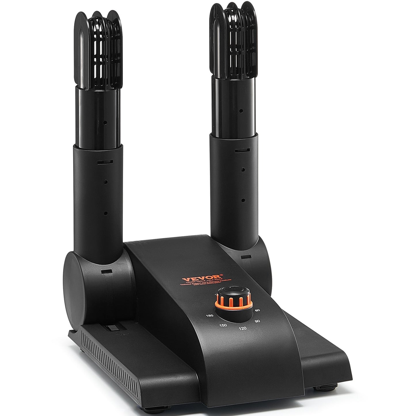 180° klappbarer 2-Rohr Schuhtrockner Stiefeltrockner mit Heizlüfter schwarz und orange