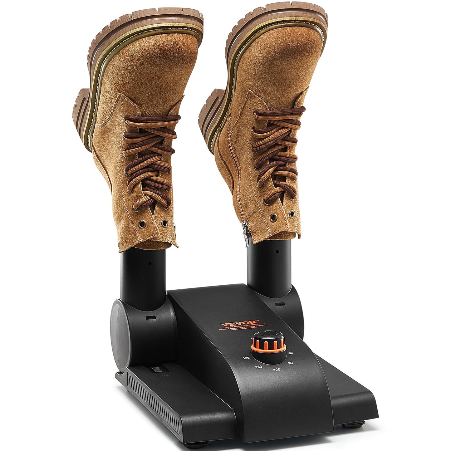 180° klappbarer 2-Rohr Schuhtrockner Stiefeltrockner mit Heizlüfter schwarz und orange