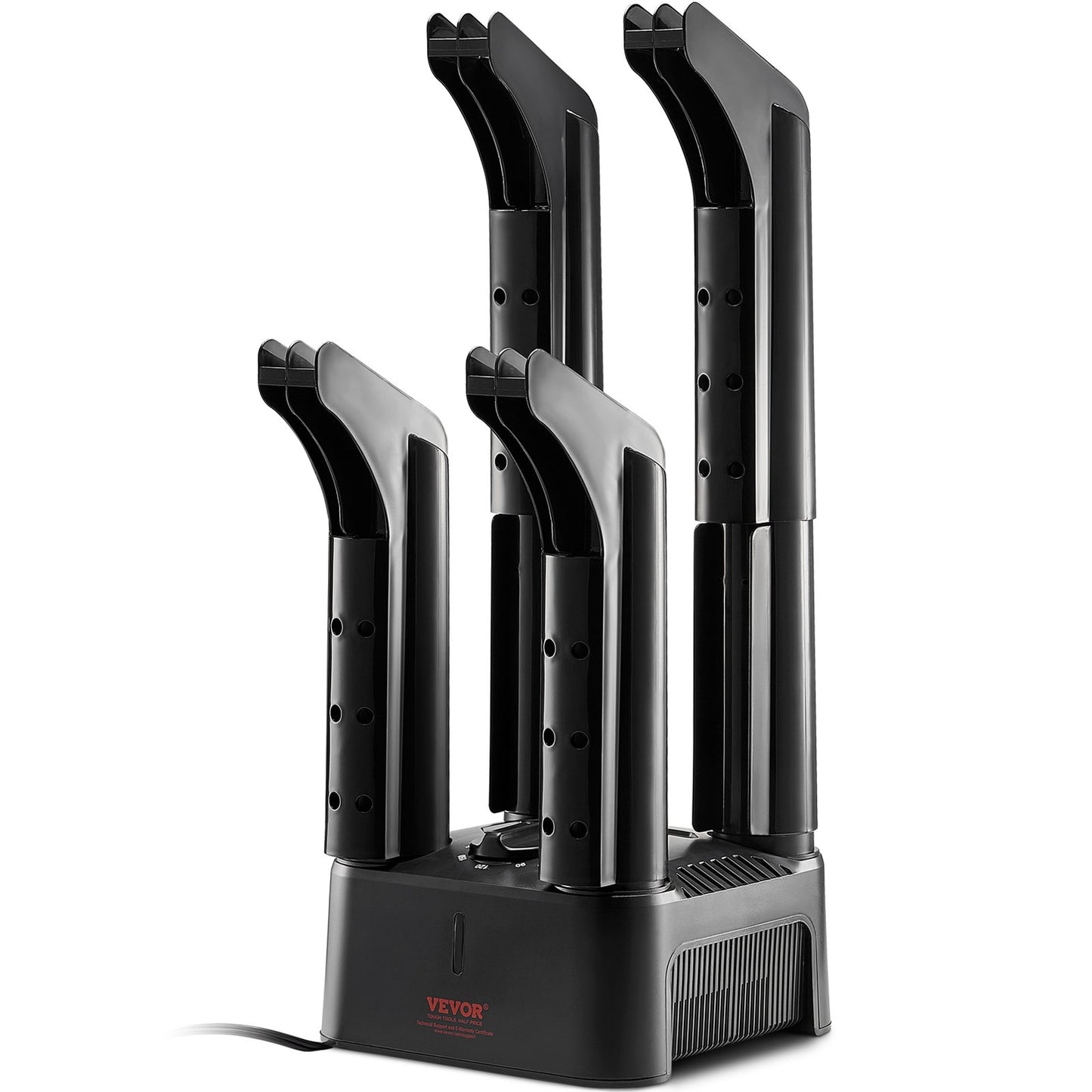 Abnehmbarer 4-Rohr-Schuhtrockner mit Wärmegebläse und Timer schwarz &amp; orange