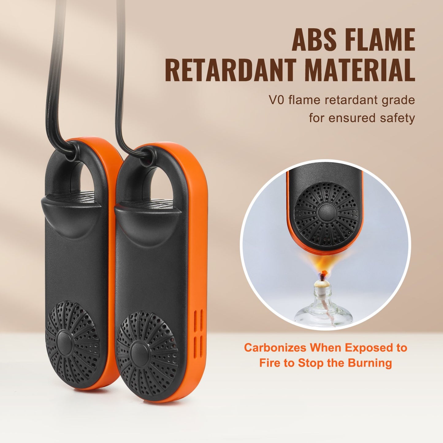 Portable Shoe Dryer, Electric Boot Dryer, Deodorized Boot Warmers/Dryer with Quick & Even Drying for Cotton Slippers, Snow Boots, Leather Shoes, Canvas Shoes, Socks, Black & Orange