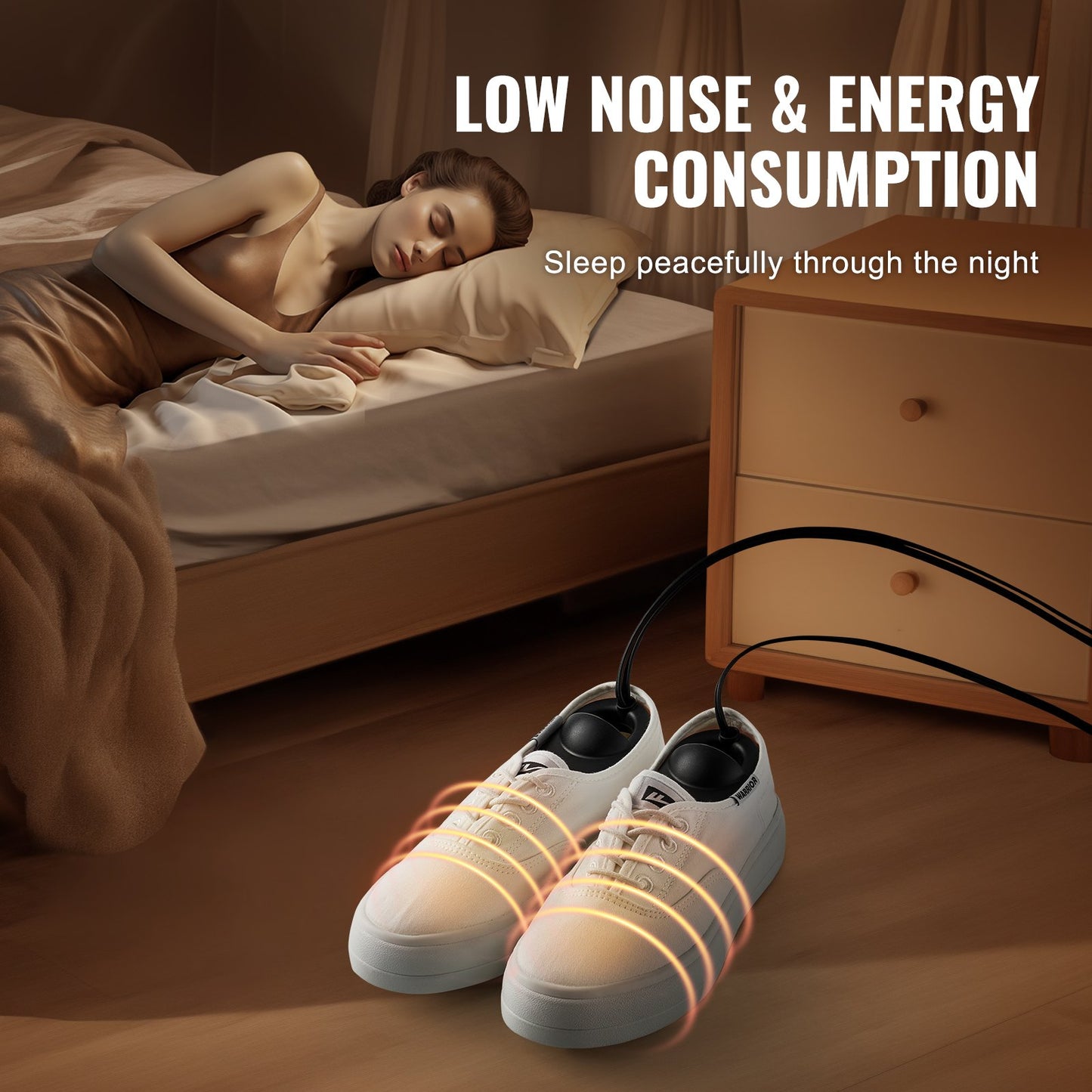 Portable Shoe Dryer, Electric Boot Dryer, Deodorized Boot Warmers/Dryer with Quick & Even Drying for Cotton Slippers, Snow Boots, Leather Shoes, Canvas Shoes, Socks, Black & Orange