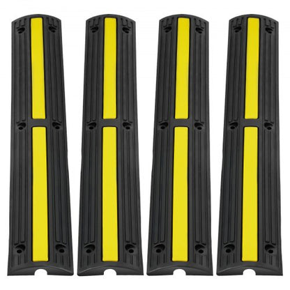 3.28 ft Cable Protector Ramp, 4 Pack of 1 Channel, 18000 lbs/axle Capacity Heavy Duty Rubber Speed Bumps, Floor Cord Cable Protector Wire Cover, for Residential Areas, Private Garages, Gardens