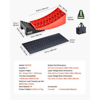 Husbilsnivåblock 2-pack husbilsnivåblock 8818,5 lbs 4" nivåhöjd