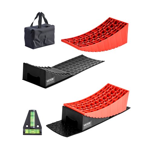 Camper Levelers, 2 Pcs RV Leveling Blocks, up to 8818.5lbs Camper Wheel Chocks, Max. 4" Leveling Height Heavy Duty Curved Levelers, RV Camper Leveler Kit with Anti-Slip Mat Carrying Bag Level