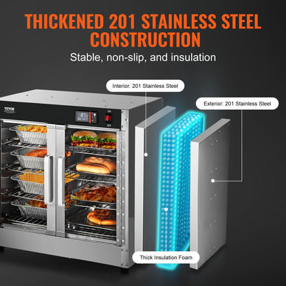 Hot Box Speisenwärmer 4-stufiger Imbiss-Wärmerschrank mit Wasserschale