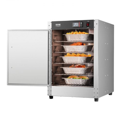 Hot Box Food Warmer, 5-Tier Concession Warmer with Water Tray, 5 Pans, Single-door and Adjustable Shelves, Stainless Steel Food Warmer Cabinet, Ideal for Storing Pizza, Chicken, Restaurant