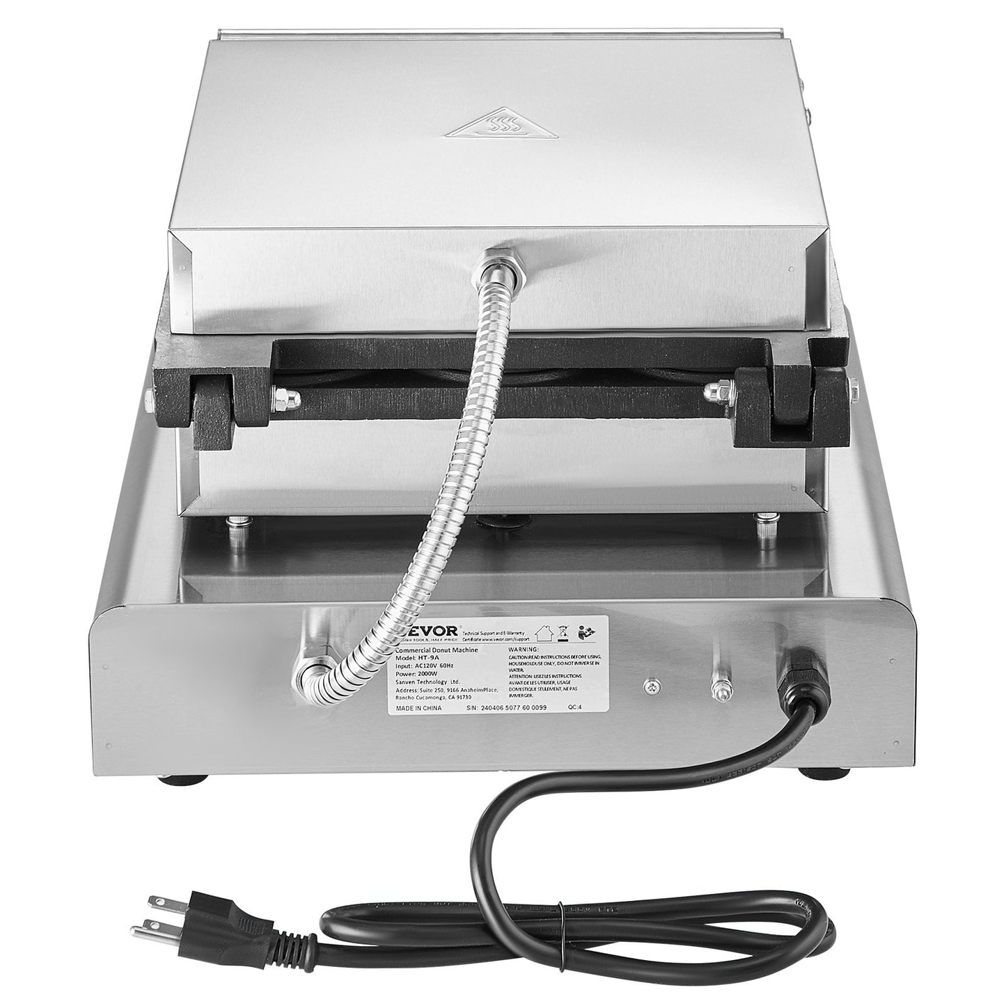 Elektrischer Donutmaker, 2000 W kommerzieller Donutmaker mit Antihaftbeschichtung, doppelseitig beheiztes Waffeleisen mit 9 Löchern für 9 Donuts, Temperatur 50–300 °C, für Restaurants und den Heimgebrauch