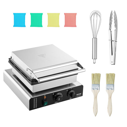 Elektrischer Donutmaker, 2000 W kommerzieller Donutmaker mit Antihaftbeschichtung, doppelseitig beheiztes Waffeleisen mit 9 Löchern für 9 Donuts, Temperatur 50–300 °C, für Restaurants und den Heimgebrauch