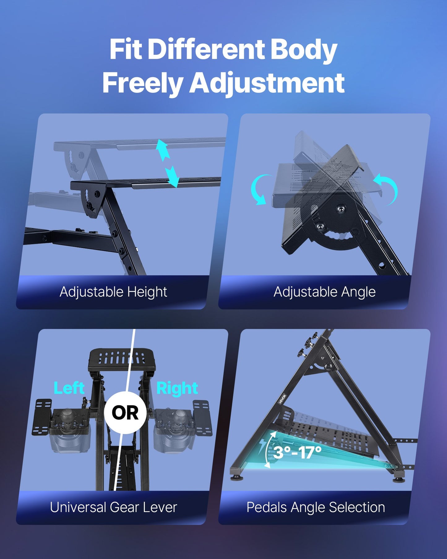 Racing Wheel Stand, Adjustable & Foldable Simulator Stand for Logitech G923 G920 G29 G27, Thrustmaster T300RS TX F458 T500RS T3PA-PRO(F1/GT) Gaming Cockpit,Pedals Simulator NOT Included