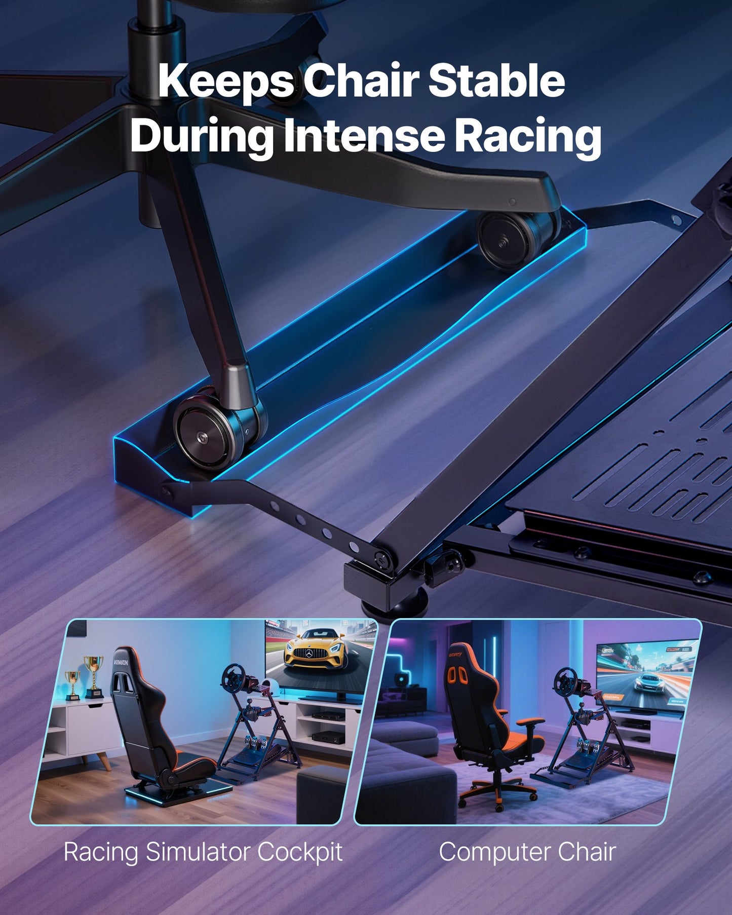 Racing Wheel Stand, Adjustable & Foldable Simulator Stand for Logitech G923 G920 G29 G27, Thrustmaster T300RS TX F458 T500RS T3PA-PRO(F1/GT) Gaming Cockpit,Pedals Simulator NOT Included