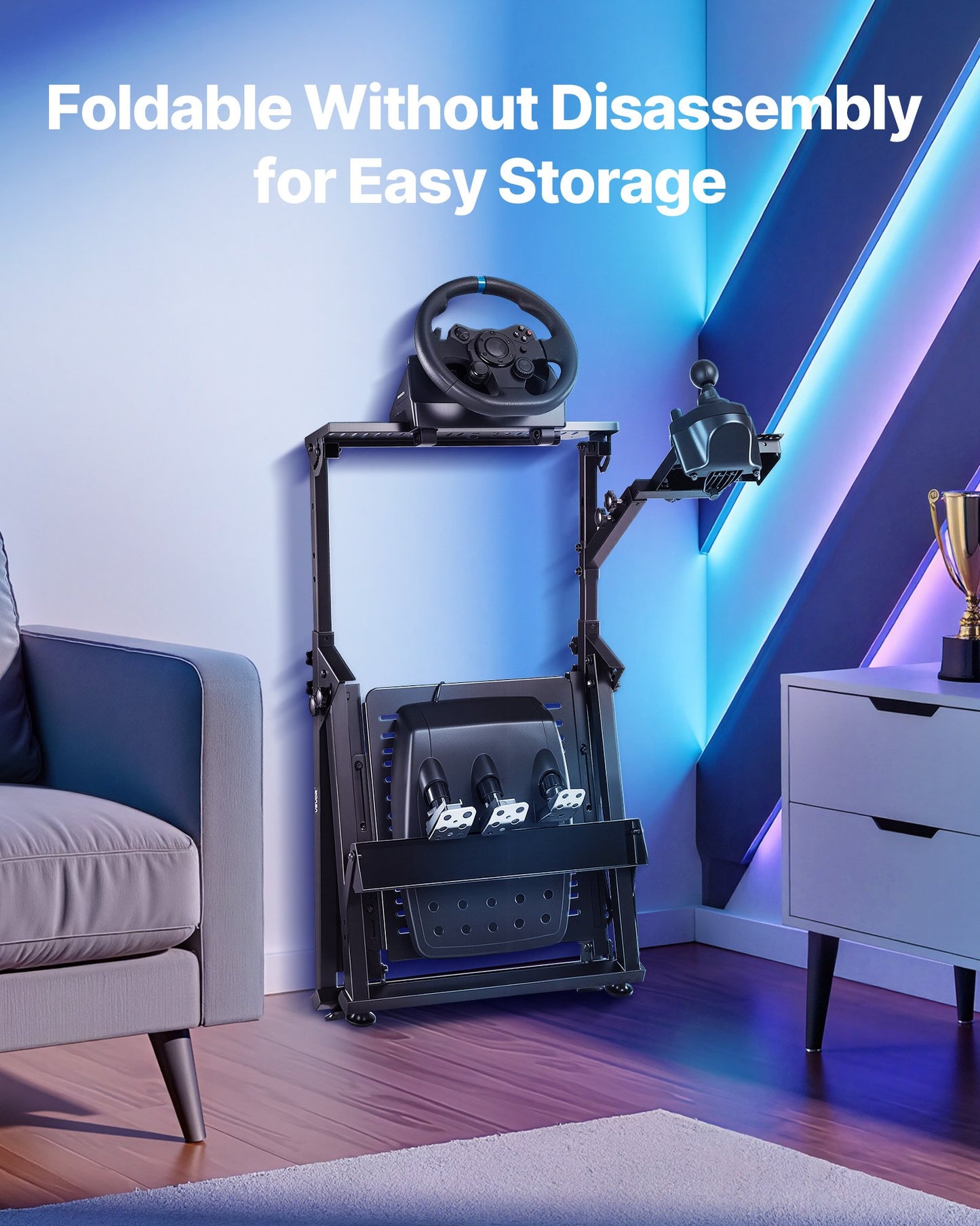 Racing Wheel Stand, Adjustable & Foldable Simulator Stand for Logitech G923 G920 G29 G27, Thrustmaster T300RS TX F458 T500RS T3PA-PRO(F1/GT) Gaming Cockpit,Pedals Simulator NOT Included