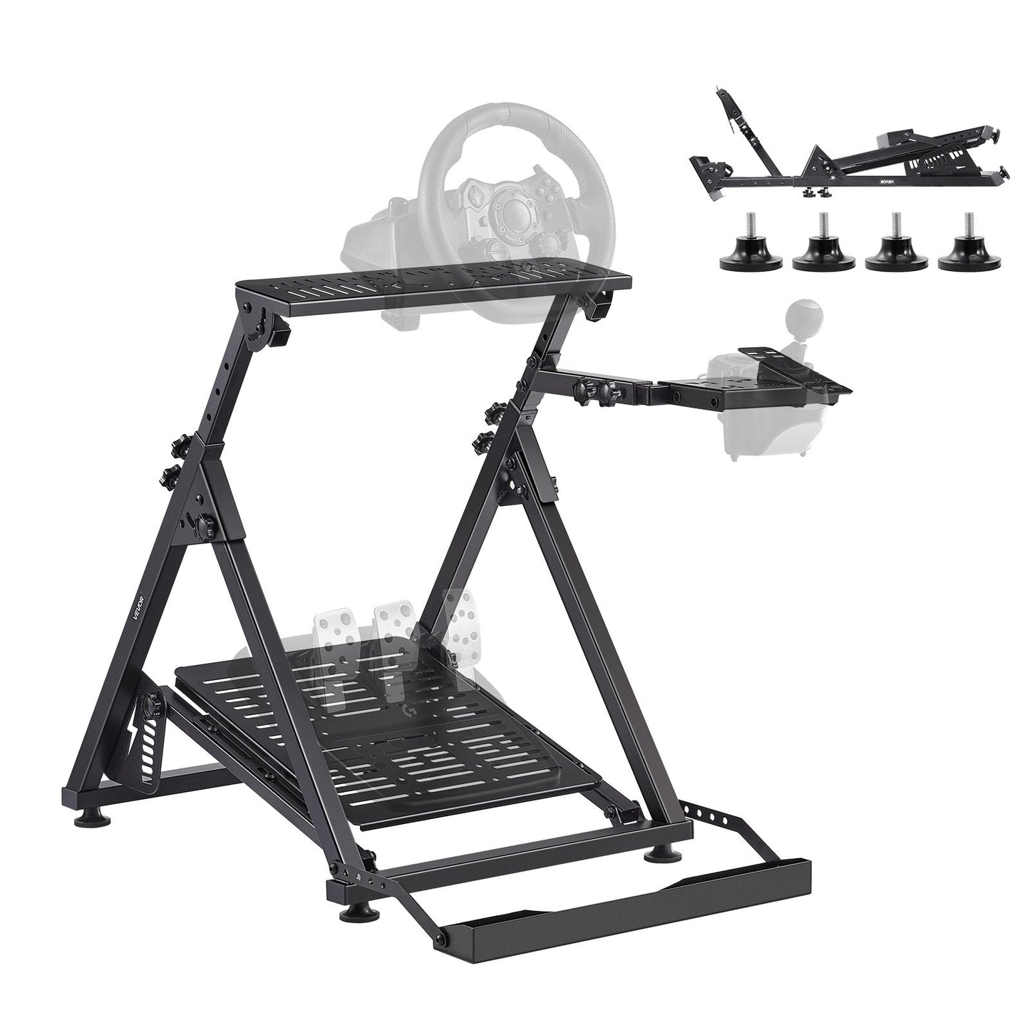 Racing Wheel Stand, Adjustable & Foldable Simulator Stand for Logitech G923 G920 G29 G27, Thrustmaster T300RS TX F458 T500RS T3PA-PRO(F1/GT) Gaming Cockpit,Pedals Simulator NOT Included