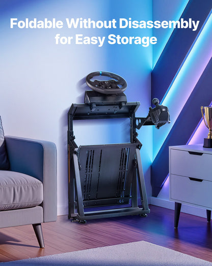 Racing Wheel Stand, Adjustable & Foldable Simulator Stand for Logitech G923 G920 G29 G27, Thrustmaster T300RS TX F458 T500RS T3PA-PRO(F1/GT) Gaming Cockpit,Pedals Simulator NOT Included,Compact