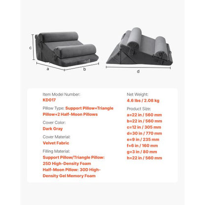 ortopedisk sängkudd med kil, 4 st, justerbar för rygg, ben, nacke, sömn, GERD |  EU