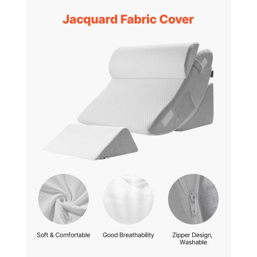 orthopädisches Bettkissen mit Keil, 4-teilig, verstellbar für Rücken, Beine, Nacken, GERD-Schlaf | EU