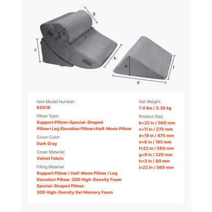 orthopädisches Bettkeilkissen 4 Stück verstellbar für GERD Schlaf Rücken Beine Nacken | EU