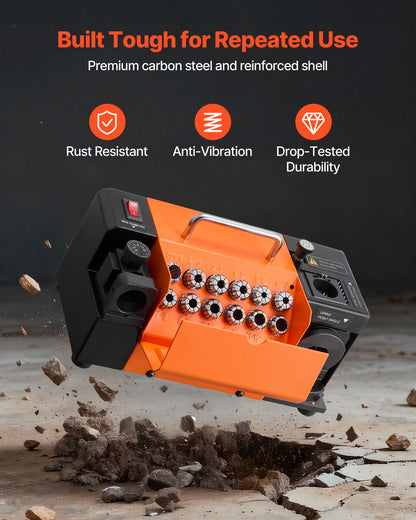 Drill Bits Sharpener MR-13B+, 3-15mm Drill Bit Grinder Sharpener with Adjustable Lip Relief Angle & 95°-135° Point Angle, 5800RPM High Speed Re-Sharpener with 13 Collets, CBN & SDC Wheels