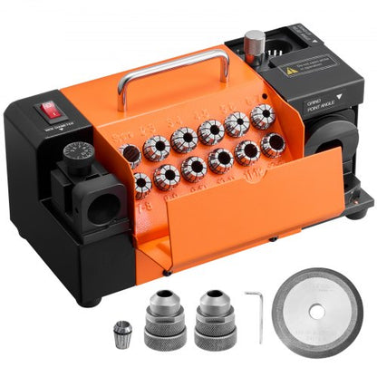 Drill Bits Sharpener MR-13A+, 3-15mm Drill Bit Grinder Sharpener with 95°-135° Adjustable Point Angle, 5800RPM High Speed Re-Sharpening Machine with 13 Collets & CBN Wheel for Workshops Garages