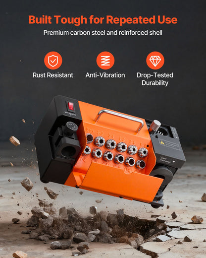 Drill Bits Sharpener MR-13A+, 3-15mm Drill Bit Grinder Sharpener with 95°-135° Adjustable Point Angle, 5800RPM High Speed Re-Sharpening Machine with 13 Collets & CBN Wheel for Workshops Garages