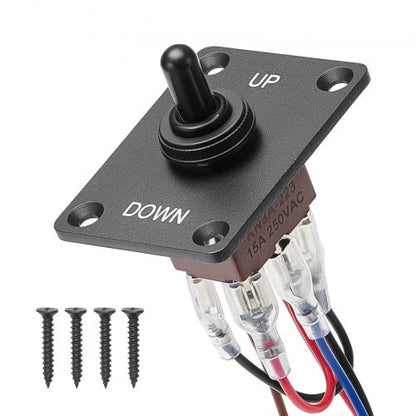 Toggle Switch, 6 Pin Momentary Polarity Reversing Toggle Switch (ON)-Off-(ON) DC 12V/30A AC 250V/15A - with Up Down Mounting Panel & Waterproof Boot Cap for Auto Car Marine Boat