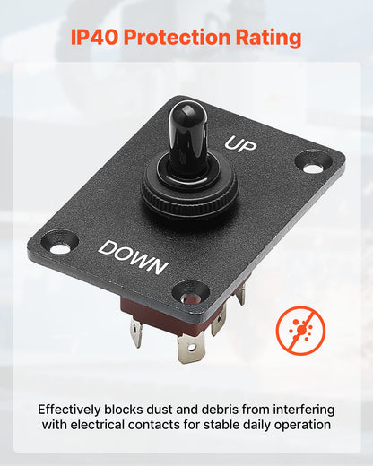 Toggle Switch, 6 Pin Momentary Polarity Reversing Toggle Switch (ON)-Off-(ON) DC 12V/30A AC 250V/15A - with Up Down Mounting Panel & Waterproof Boot Cap for Auto Car Marine Boat