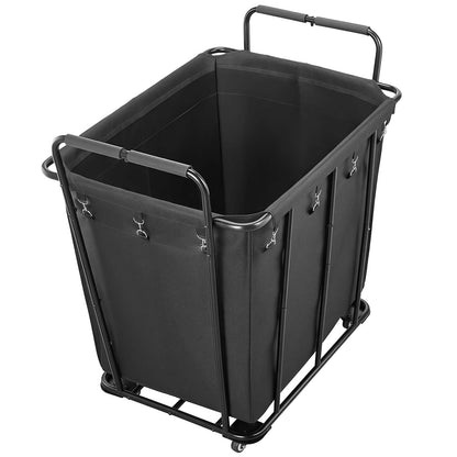 Laundry Cart, Rolling Grocery Utility Cart with Waterproof Liner & Swivel Wheels, 260 LBS Large Load Capacity, Heavy Duty Shopping Basket for Laundry, Shopping, Camping, Grocery, Luggage, Black