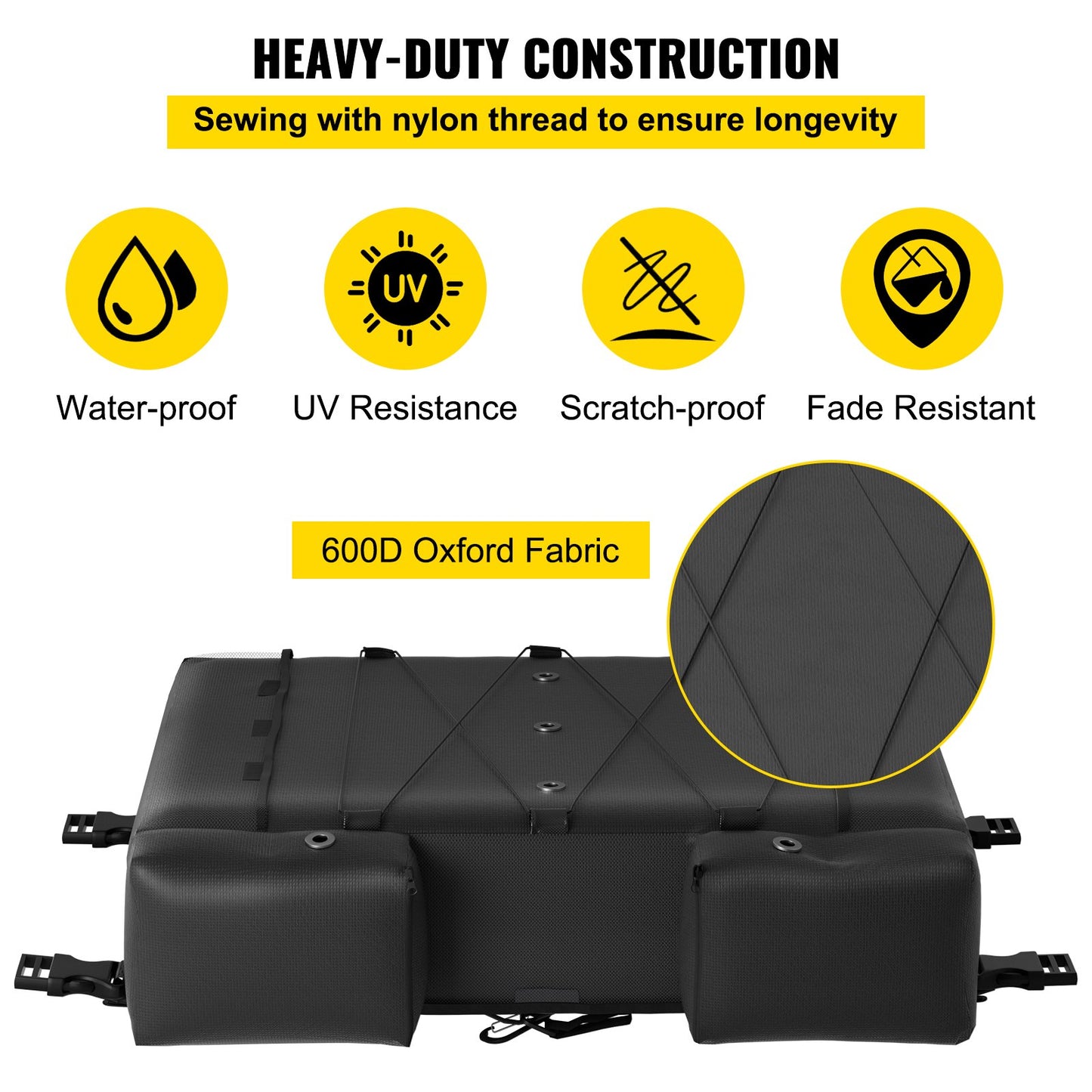 T-Top Storage Bag, for 4 Type II Life Jackets, with a Boat Trash Bag, 600D Oxford Fabric Life Vests Storage Bag for Most T-Top Boats, Bimini Tops and Pontoon Tops (Life Jackets not Included)