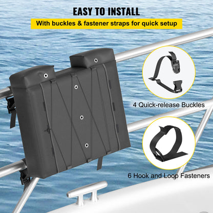 T-Top Storage Bag, for 4 Type II Life Jackets, with a Boat Trash Bag, 600D Oxford Fabric Life Vests Storage Bag for Most T-Top Boats, Bimini Tops and Pontoon Tops (Life Jackets not Included)