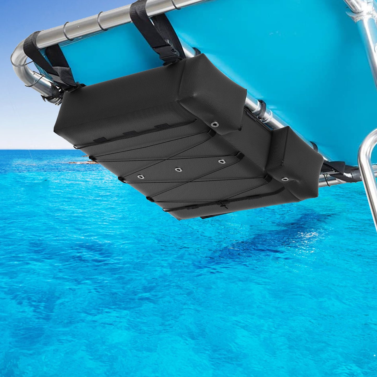 T-Top Storage Bag, for 4 Type II Life Jackets, with a Boat Trash Bag, 600D Oxford Fabric Life Vests Storage Bag for Most T-Top Boats, Bimini Tops and Pontoon Tops (Life Jackets not Included)